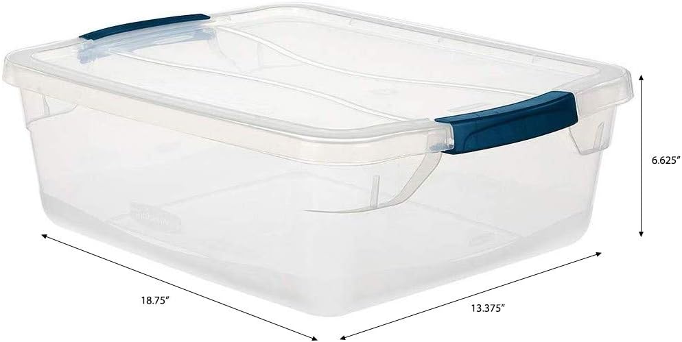 Clear 16 QT Pack of 6 Stackable Plastic Storage Containers with Latching Clear Lids H997283