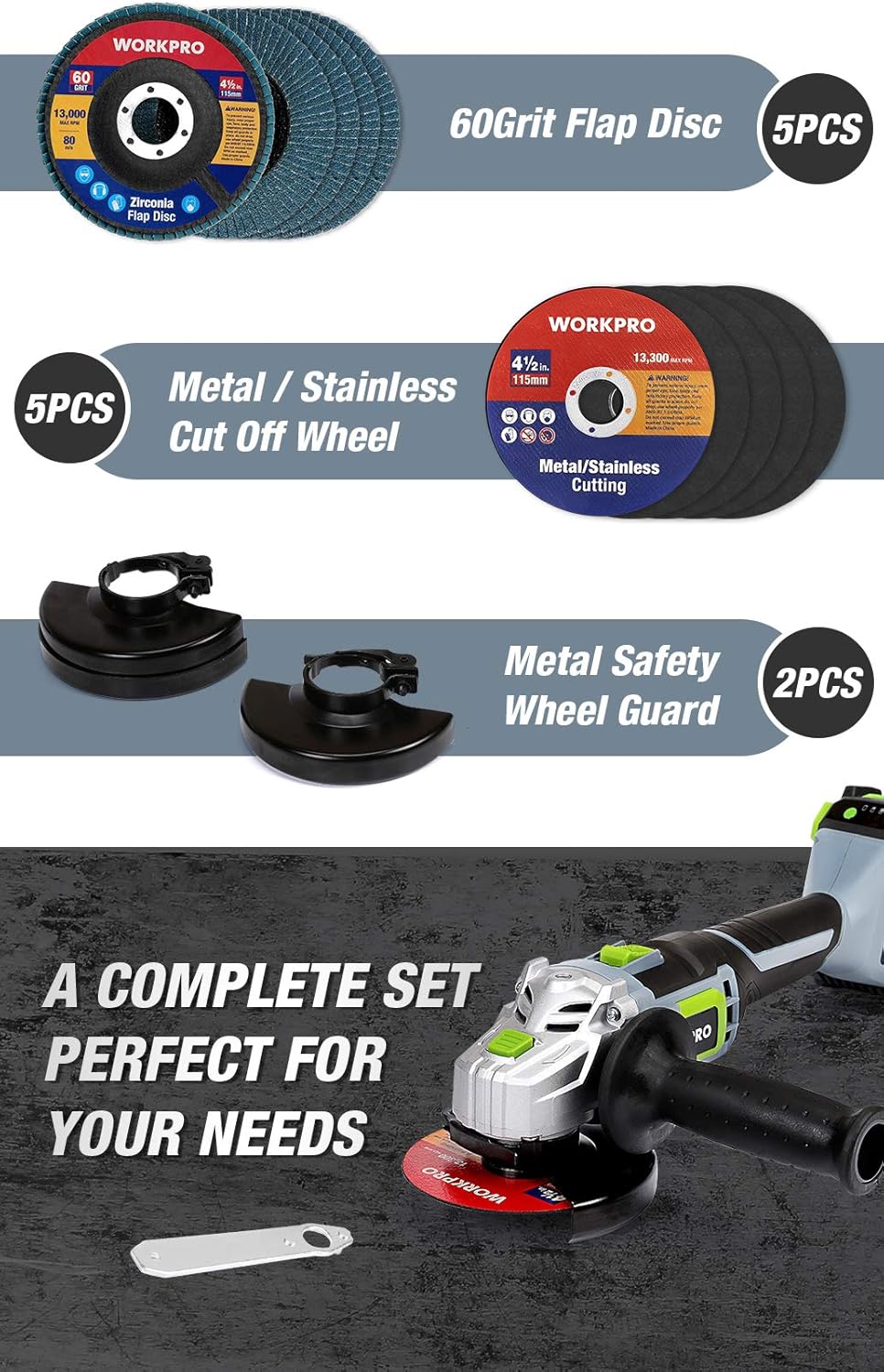 20V Cordless Angle Grinder Kit, 4-1/2 Inch, Lightweight, 4.0Ah Lithium-Ion Battery P6681