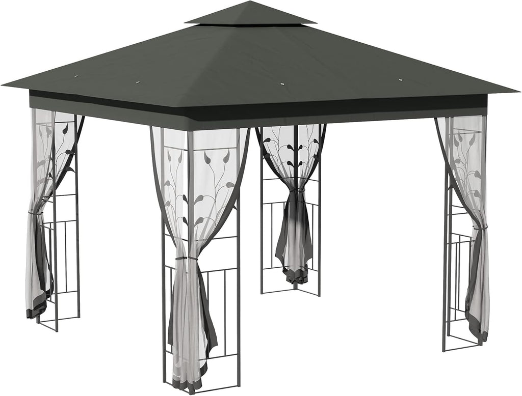 Grey 10' x 10' Outdoor Patio Gazebo Canopy with Steel Frame Z41171