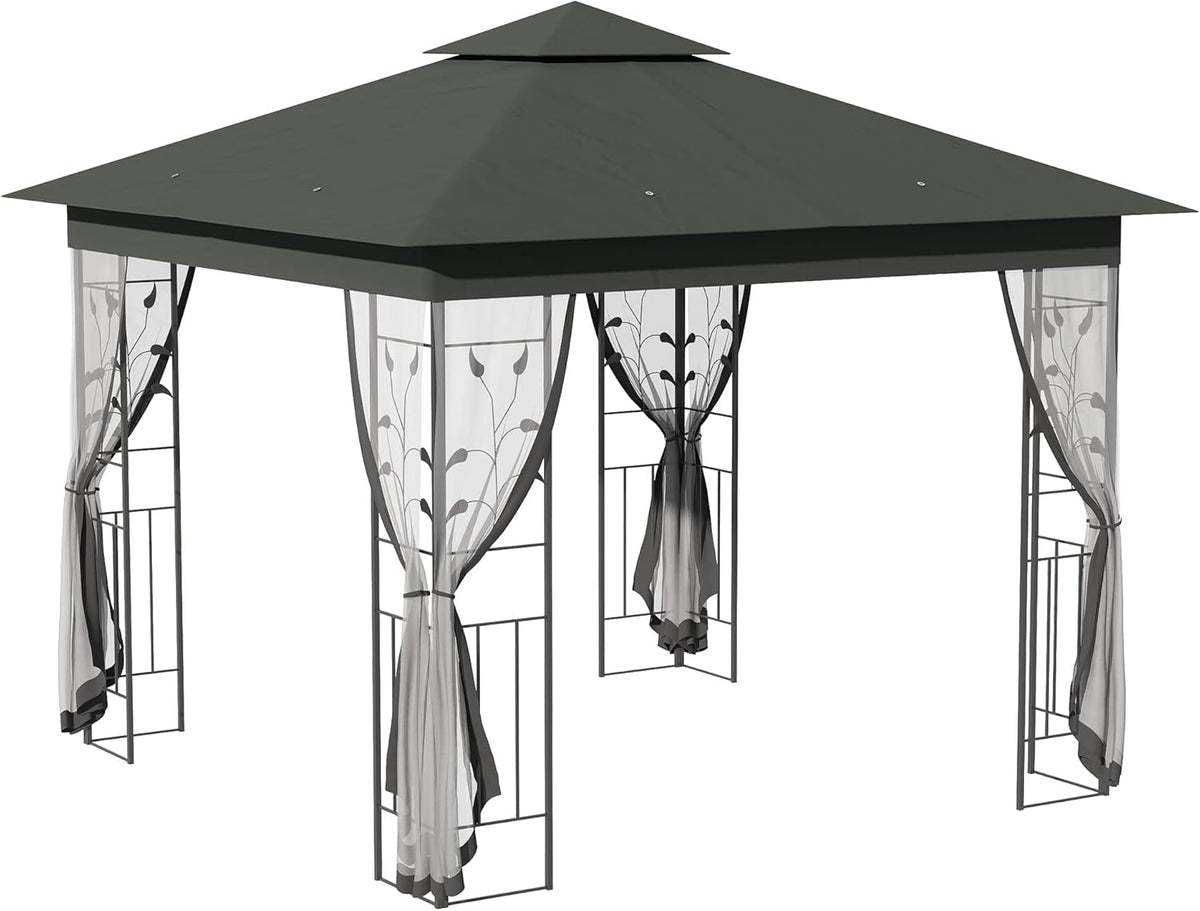 Grey 10' x 10' Outdoor Patio Gazebo Canopy with Steel Frame Z41171