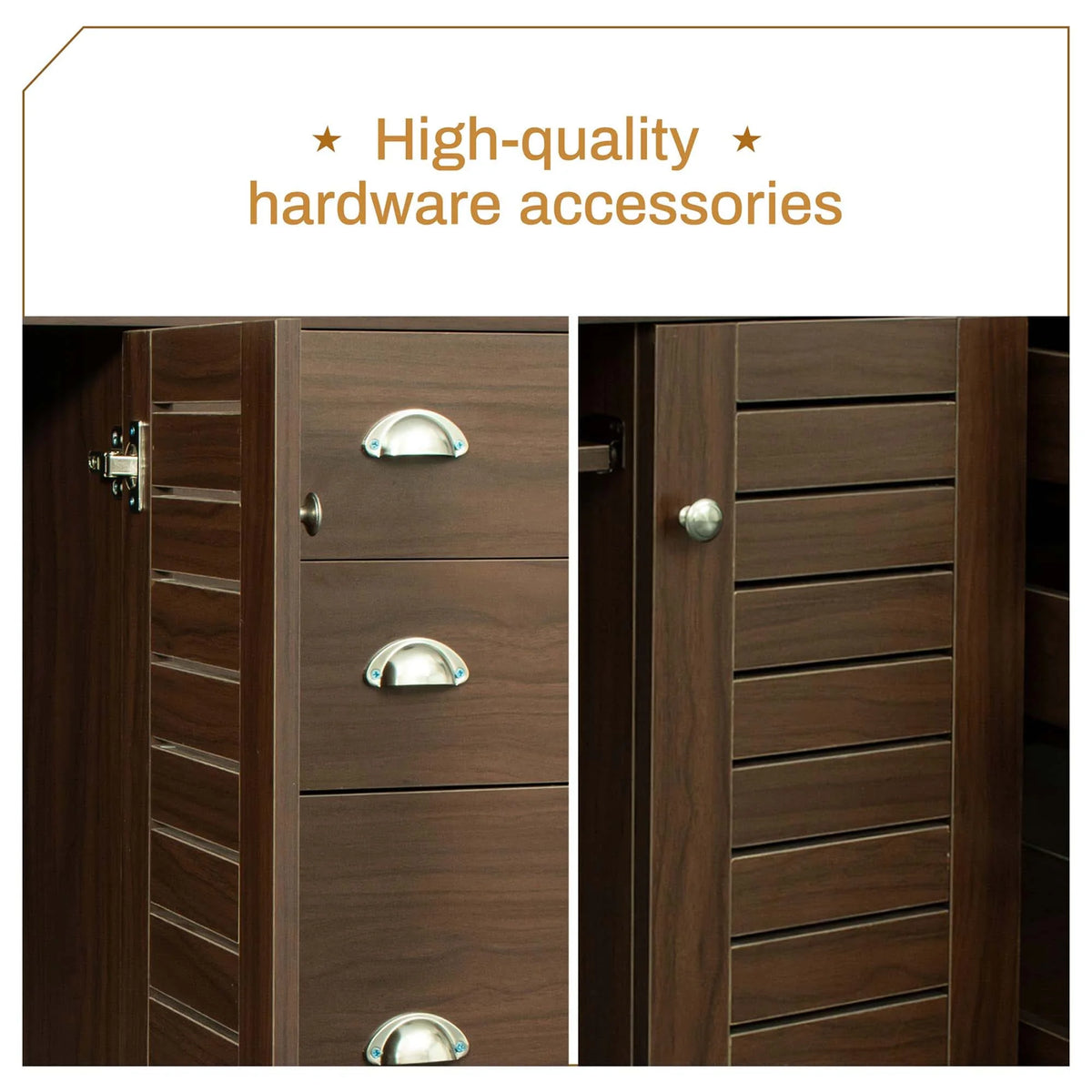 Walnut Computer Desk with Hutch and 3 Drawers K60526