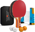Ping Pong Paddles Set with Retractable Net and Storage Case D7991