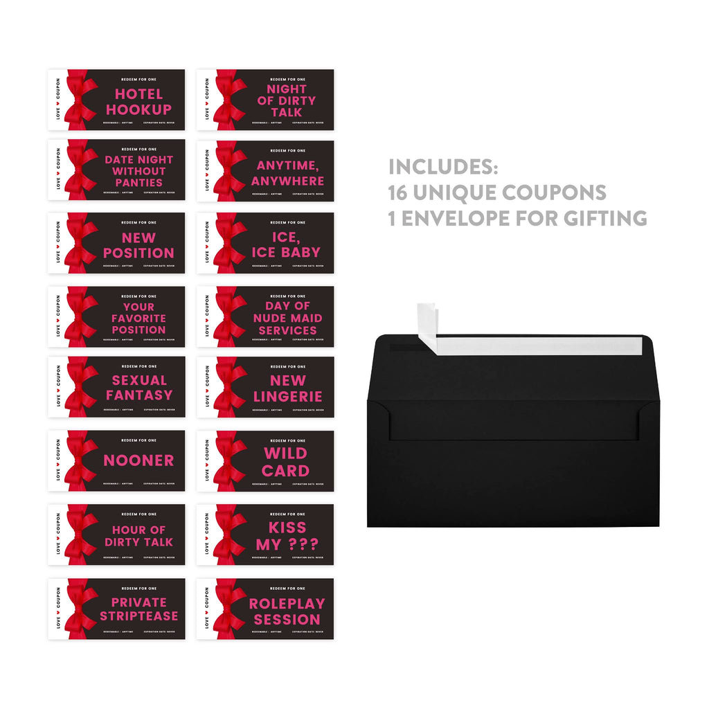 16-Pk Red Bow Love Coupons for Couples A86057