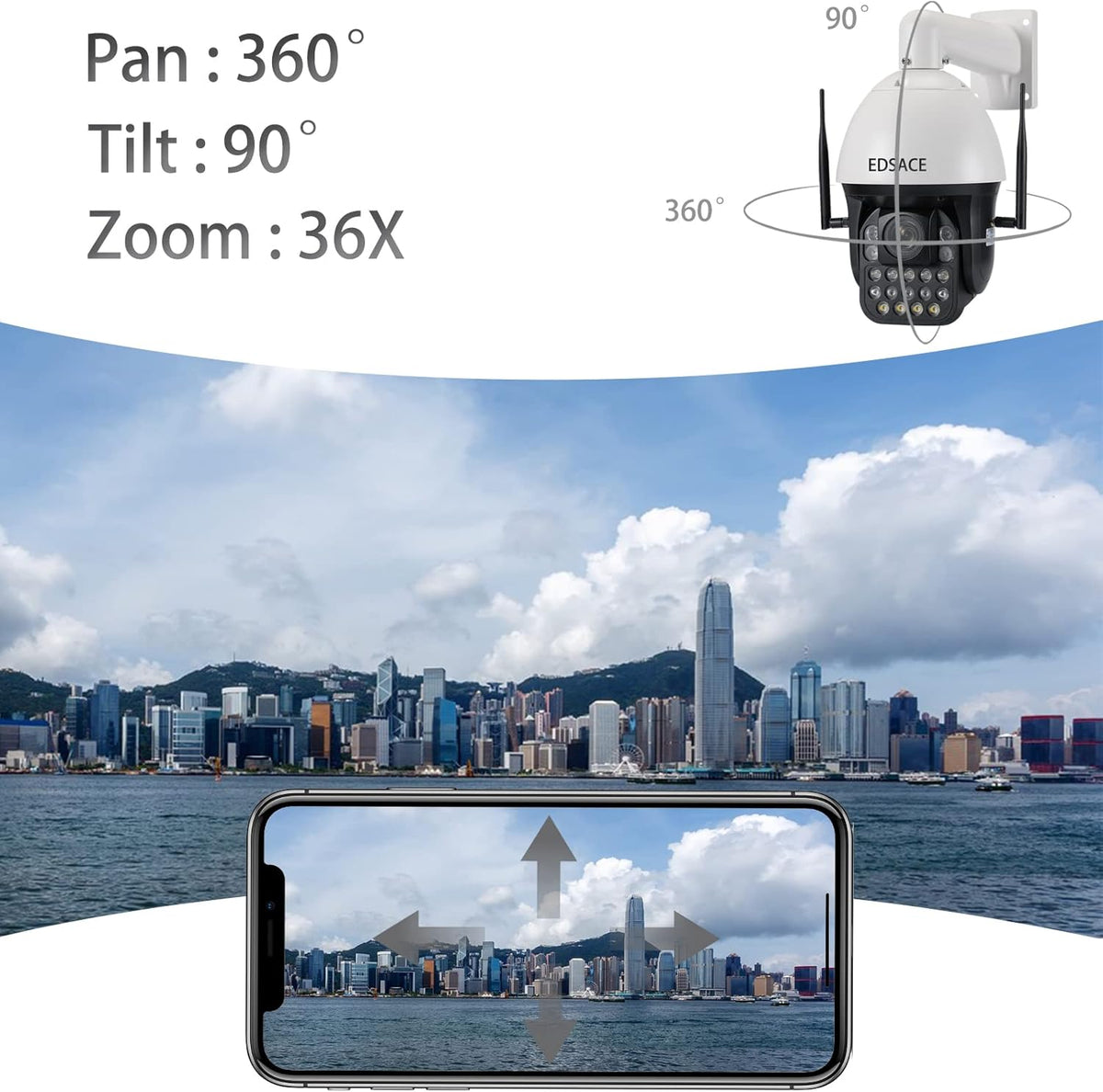 5MP PTZ Camera 36X Optical Zoom Security Speed Dome Camera C7447