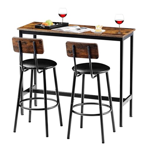Brown 3 Piece Bar Table and Stools Set of 2 H990