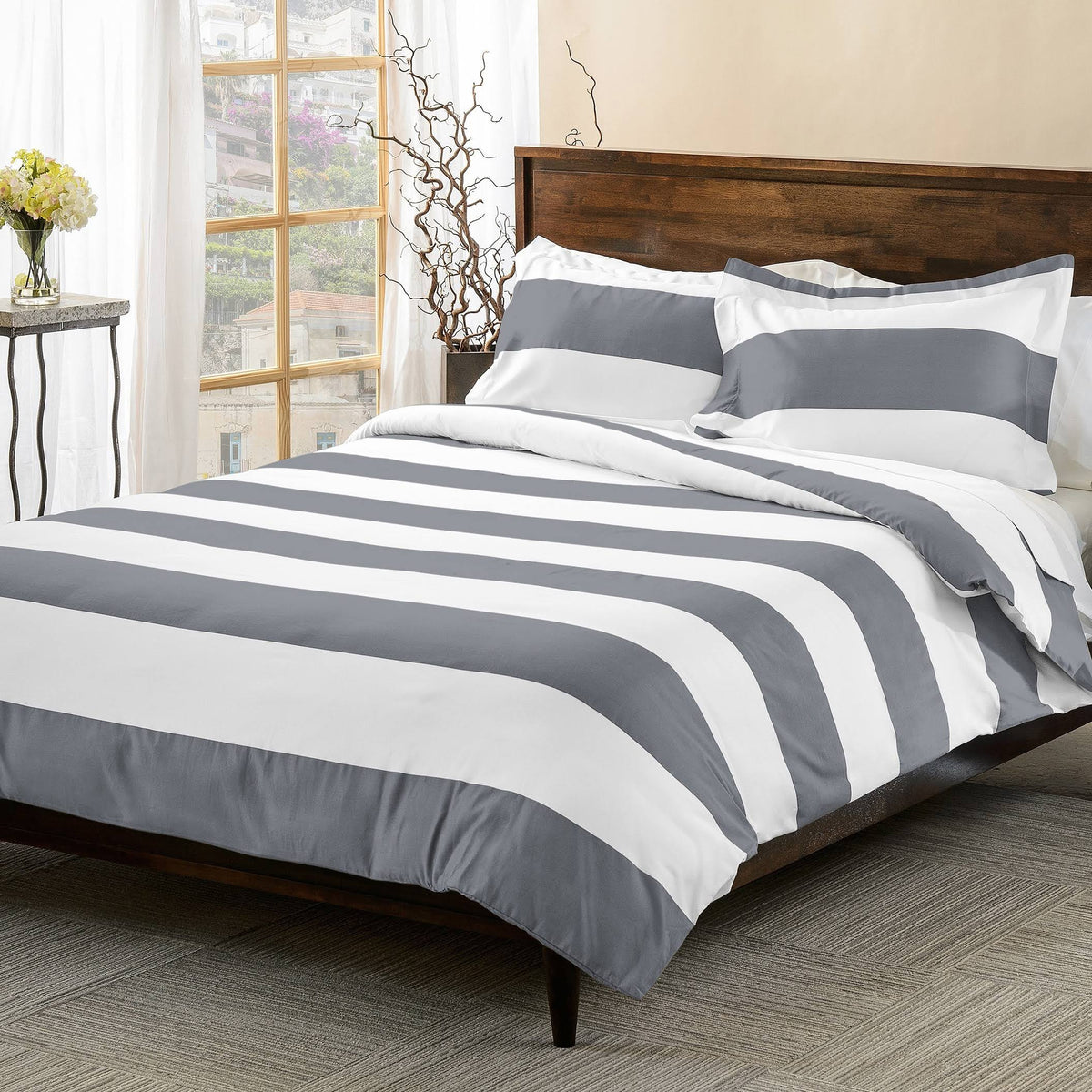 600 Thread Count Cotton Blend Duvet Cover Set (Twin - Black) Z11877