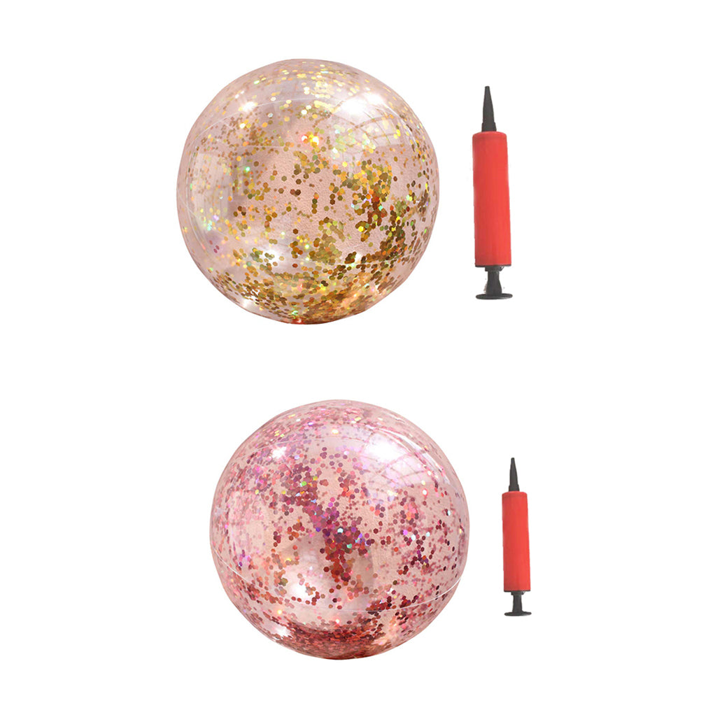 Glitter Sequin Beach Balls Round Transparent PVC Inflatable Ball Toys with Pumps B330193