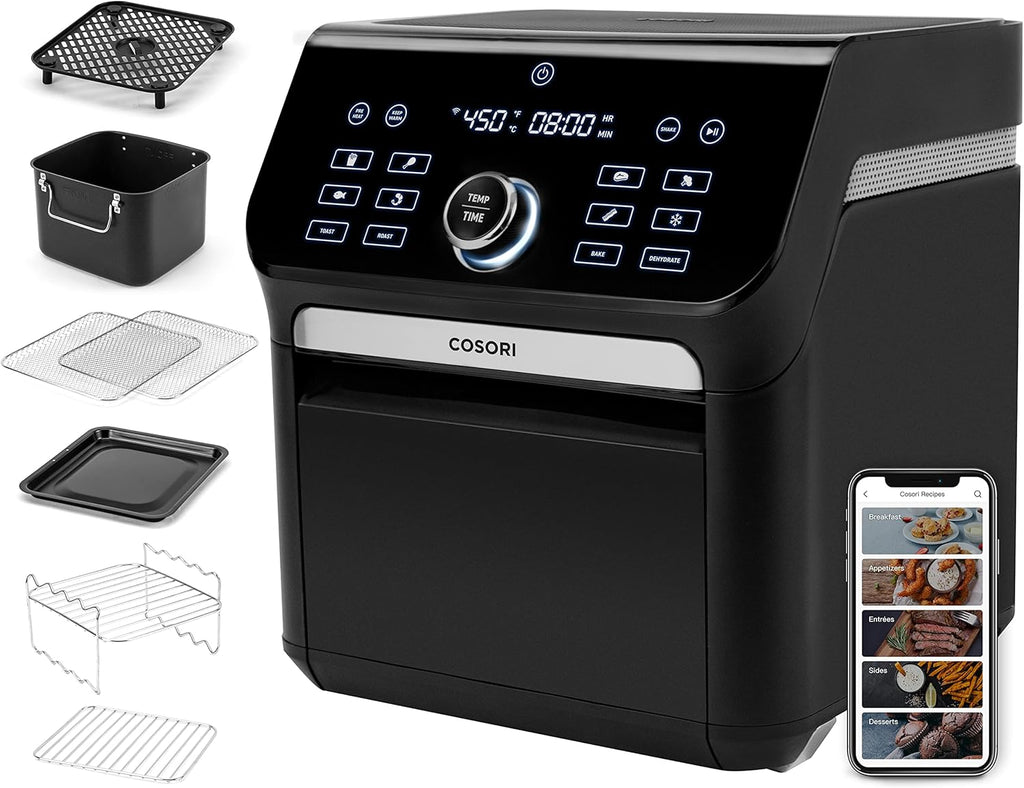 Black Air Fryer Toaster Oven Combo 7 Quart 1800W K22334