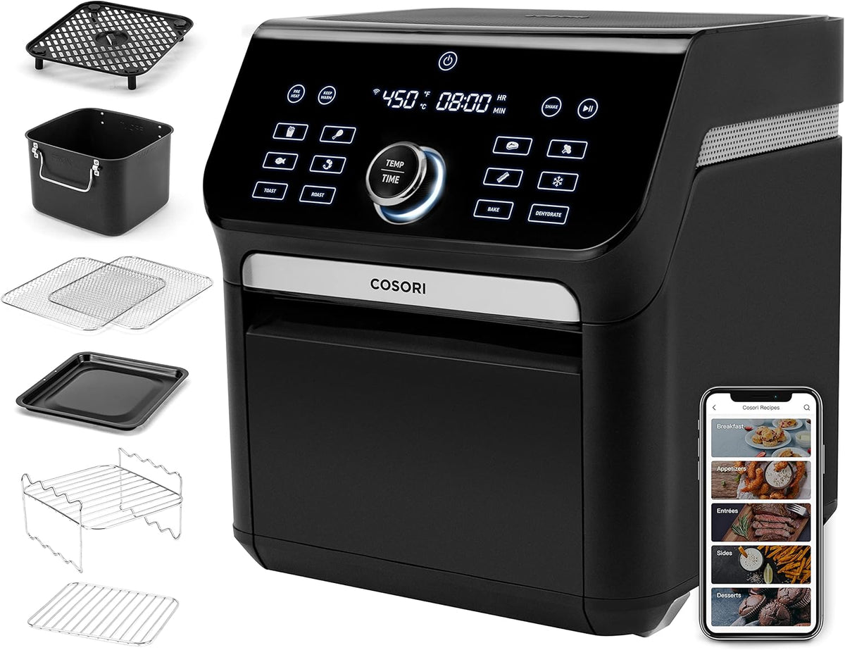 Black Air Fryer Toaster Oven Combo 7 Quart 1800W K22334