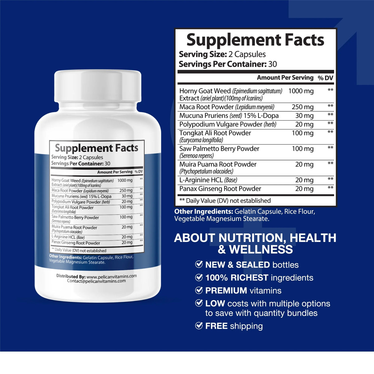 2 Bottles 120 Capsules Libido Stamina Cholesterol Supplement W7784