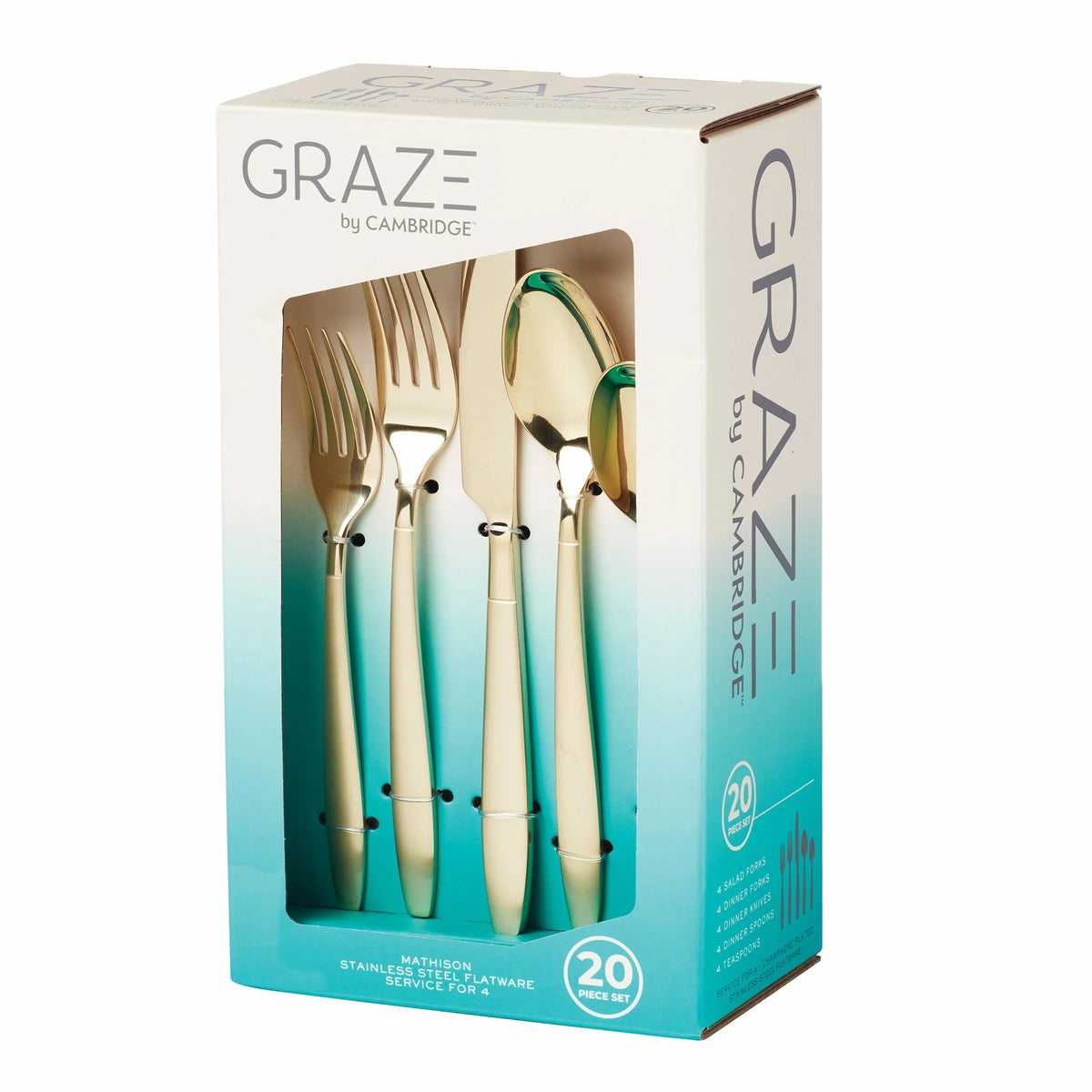 Champagne Sand & Mirror Stainless Steel 20pc Flatware Set V1595