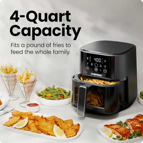 Black 4 QT Compact Air Fryer with Nonstick Dishwasher Safe Basket U69761