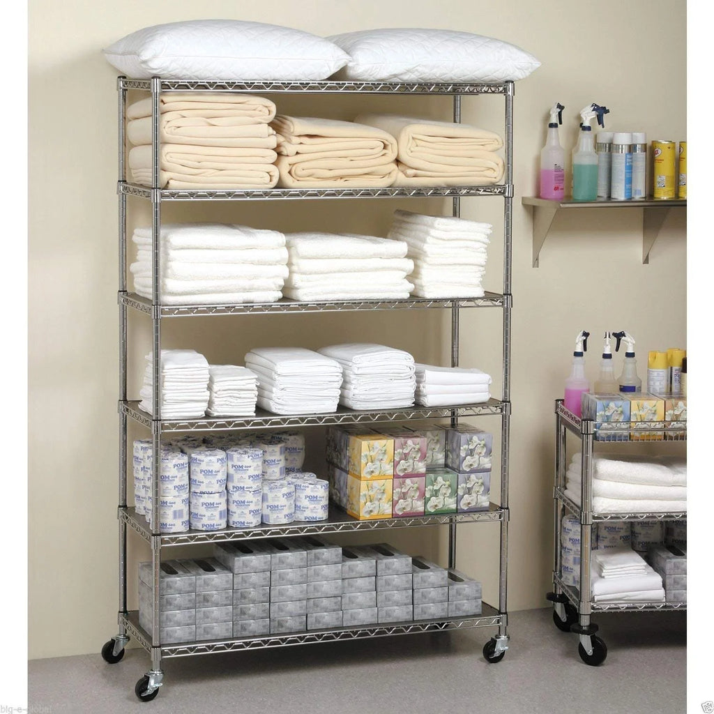Black 6-Tier Adjustable Wire Shelving Unit 6000 LBS Capacity C7137