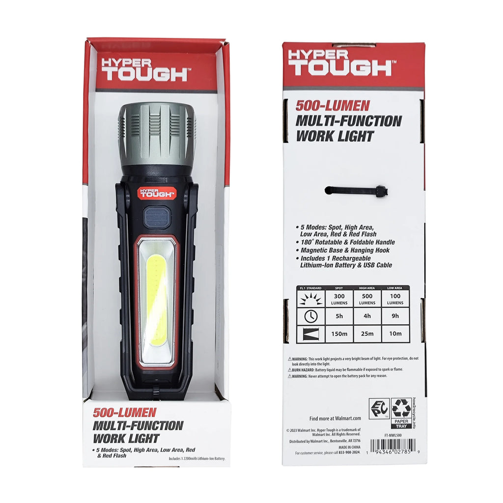 500 Lumens Portable LED Work Light with Folding Stand and Magnetic Base L605847