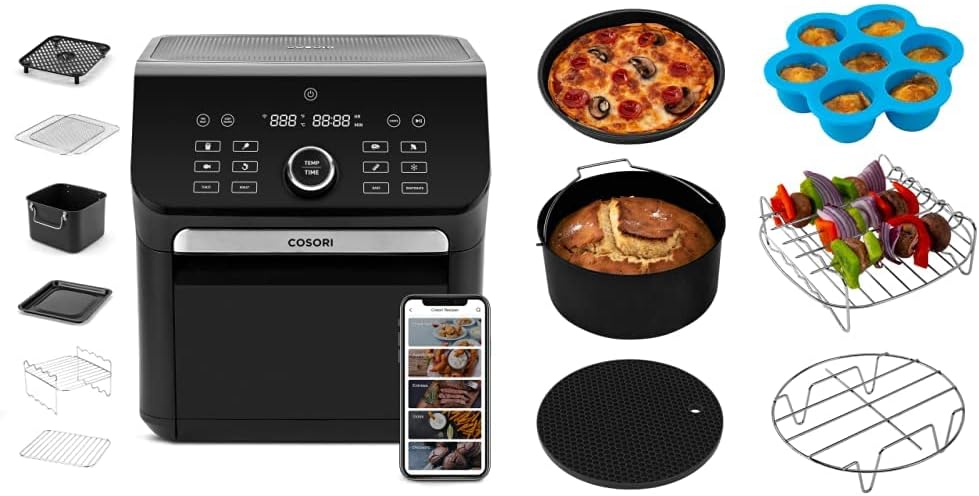 Black Air Fryer Toaster Oven Combo 7 Quart 1800W K22334