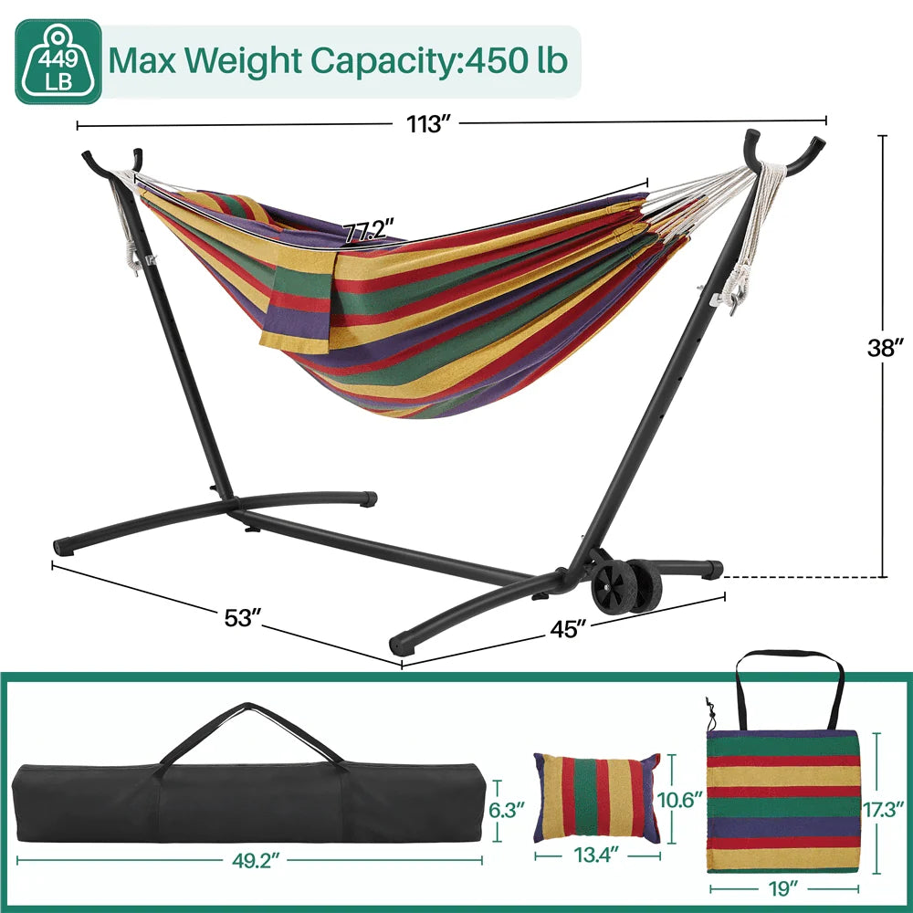 2-people Outdoor Hammock with Wheeled Stand E1839