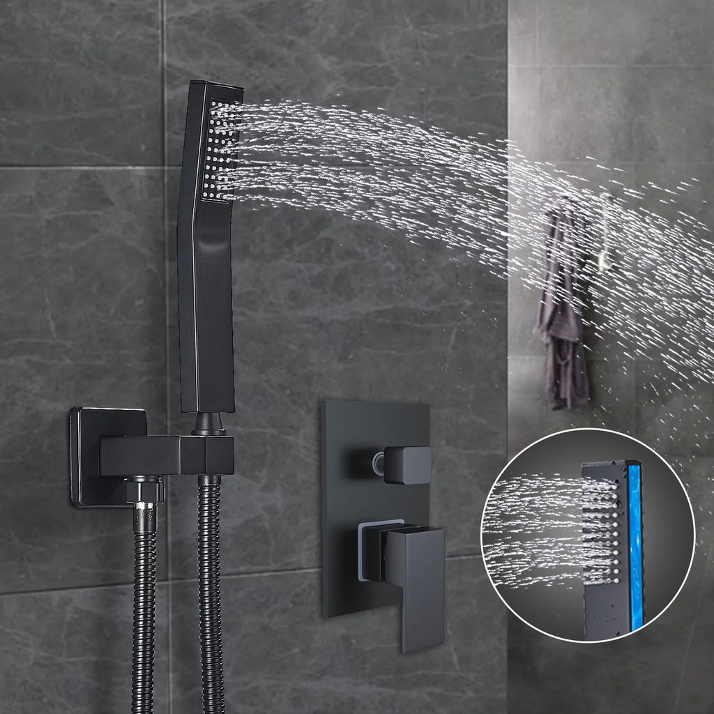 Matte Black 8 Inches Shower Faucet Set with Handheld Spray B894737