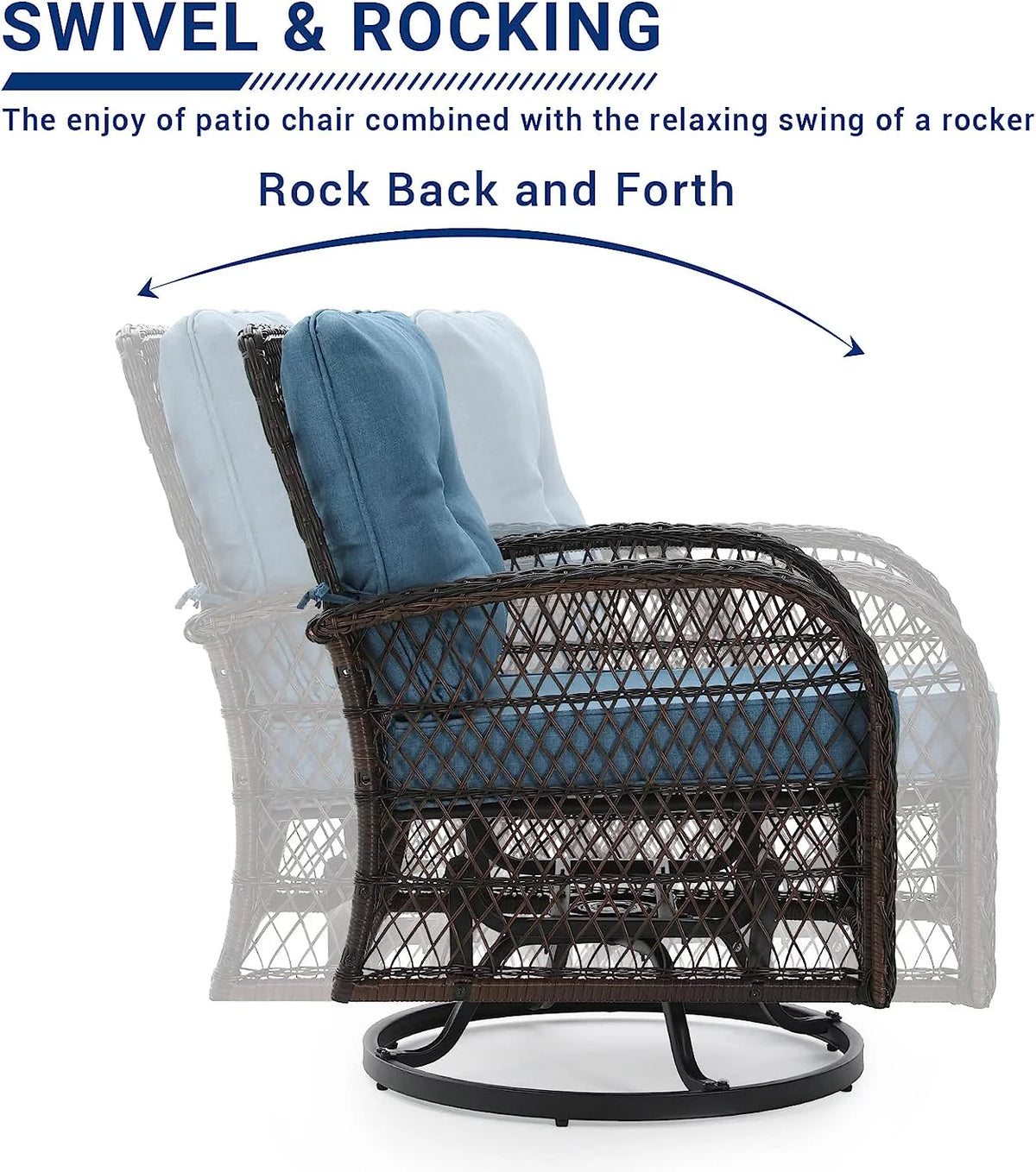 3 Pieces Patio Furniture Set with Glass Top Side Table I74411