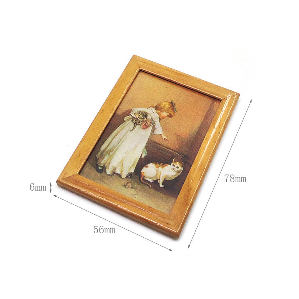1:12 Doll House Miniature Painted Wooden Frame Mural Accessories M19342