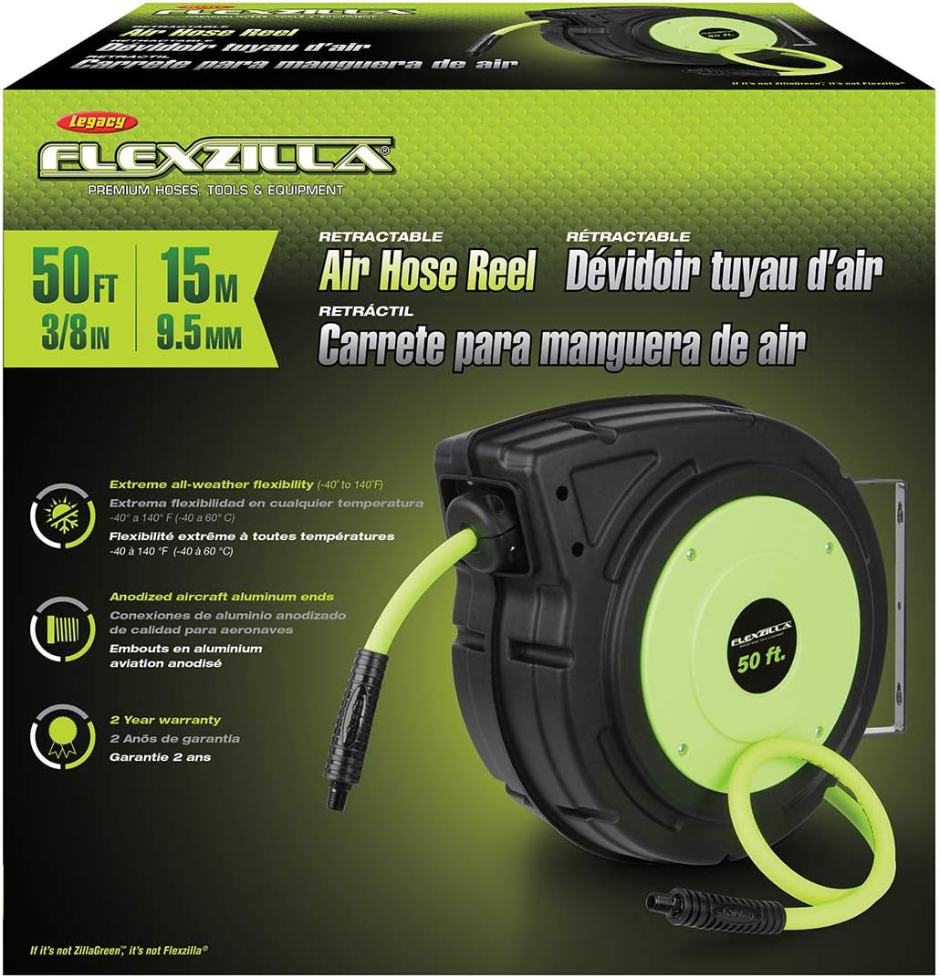 Retractable Enclosed Plastic Air Hose Reel, 3/8 in. x 50 ft A2138