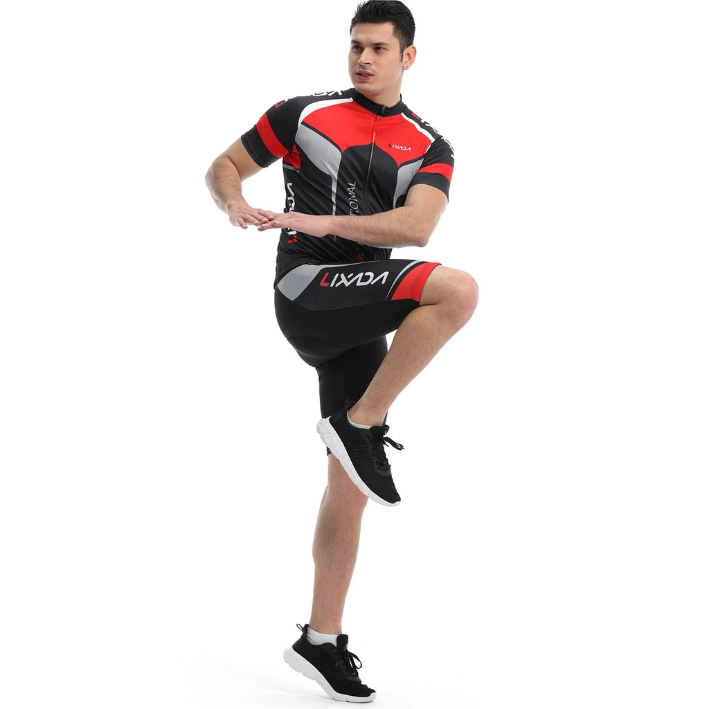 Men's Short Sleeve Cycling Jersey Padded Bib Short Set C65165