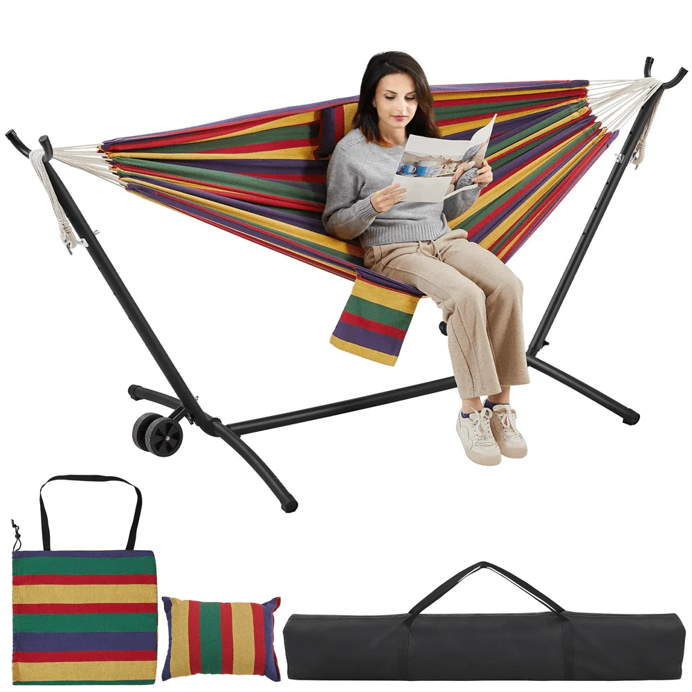 2-people Outdoor Hammock with Wheeled Stand E1839