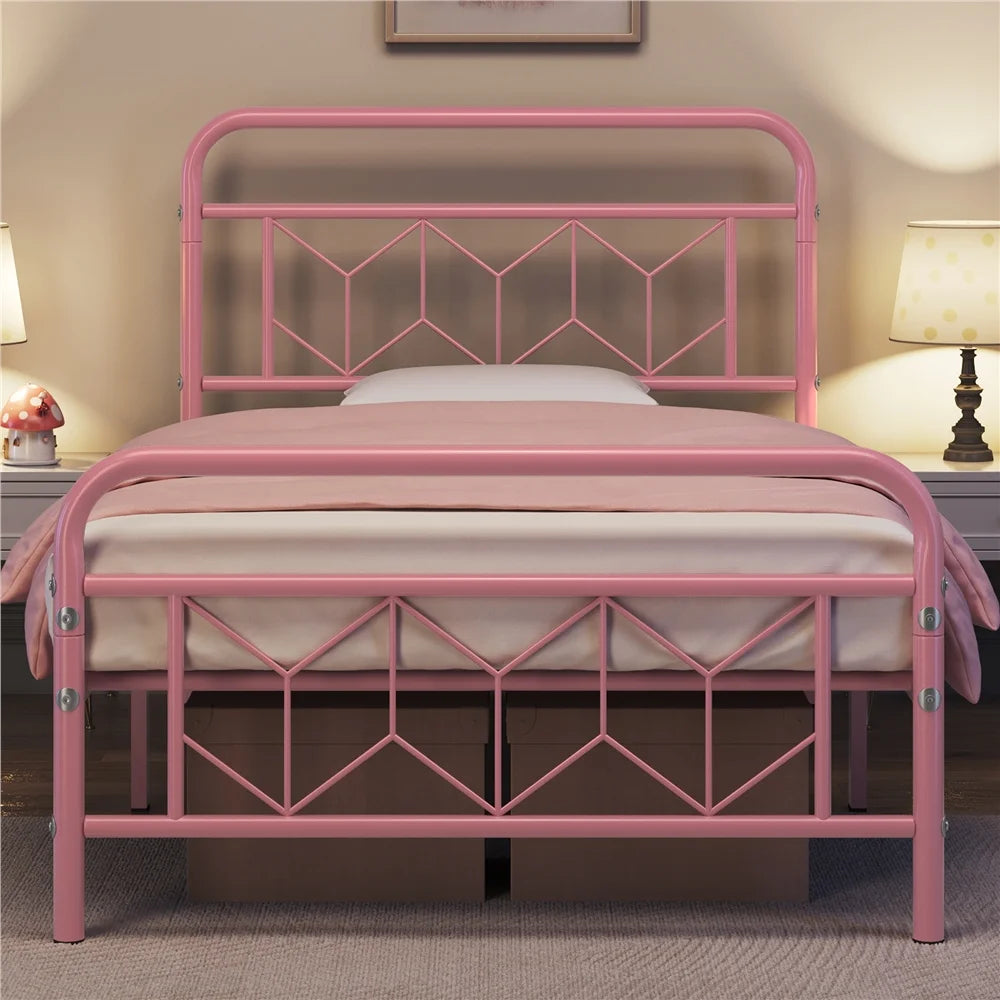 Pink Twin XL Metal Platform Bed N46112