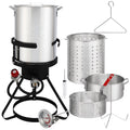 Black 4 Piece 30QT Turkey Pot 10qt Fish Pot Gas Fryer W9414
