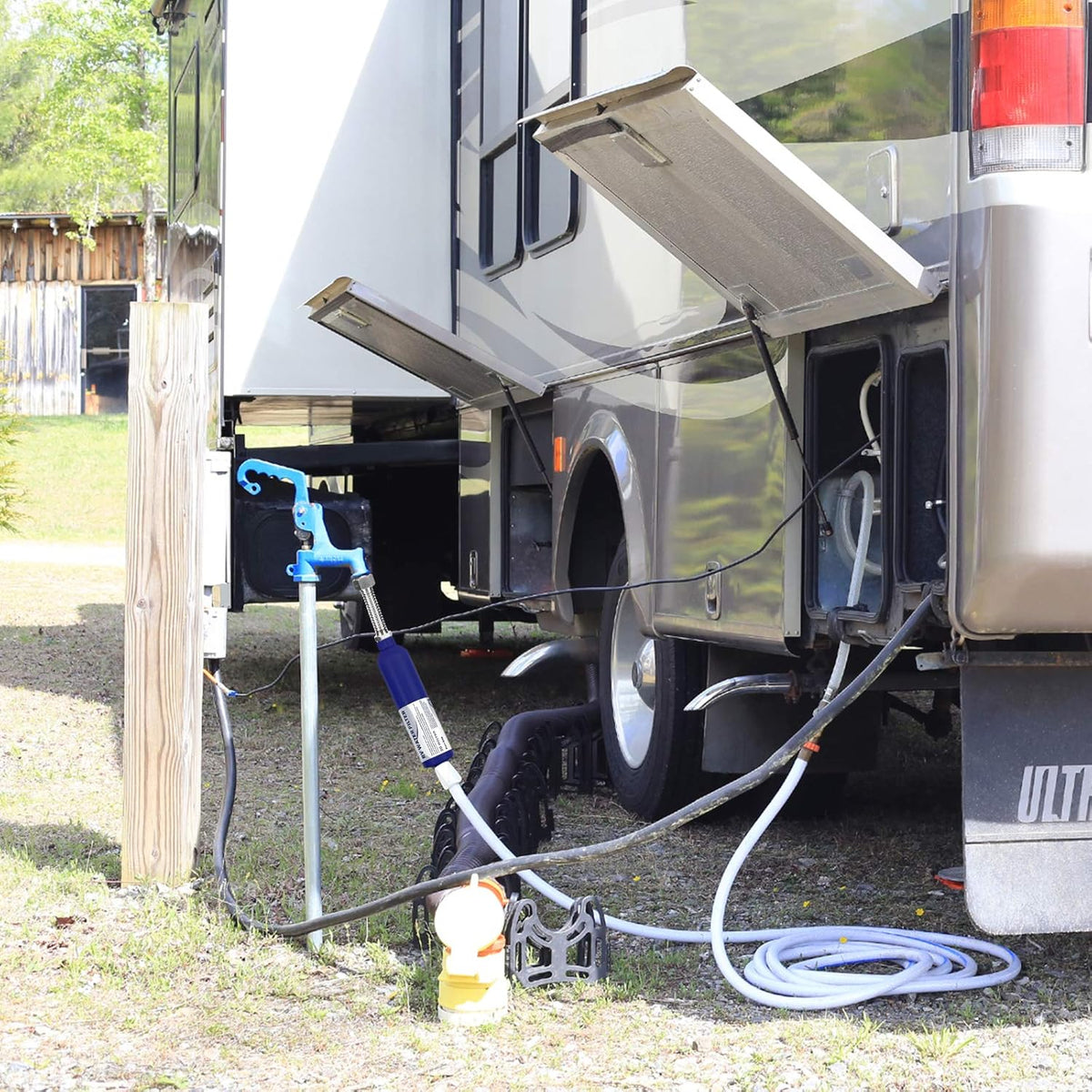 2 Packs RV Camper Inline Water Filter with Flexible Hose Protector X435