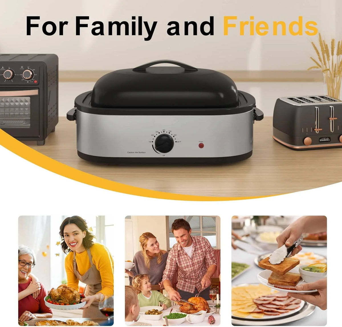 14 Quart Electric Roaster Oven with Self-Basting Lid, Stainless Steel U9249