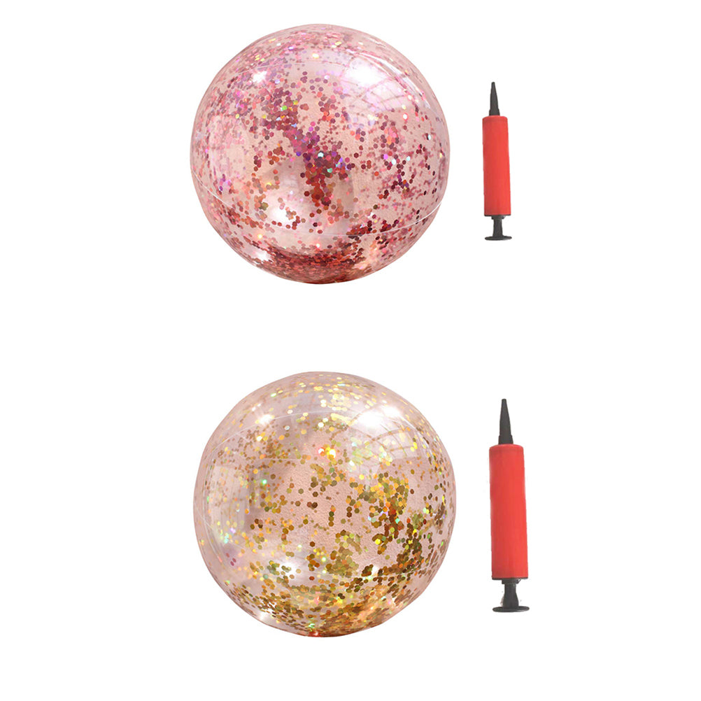 Glitter Sequin Beach Balls Round Transparent PVC Inflatable Ball Toys with Pumps B330193