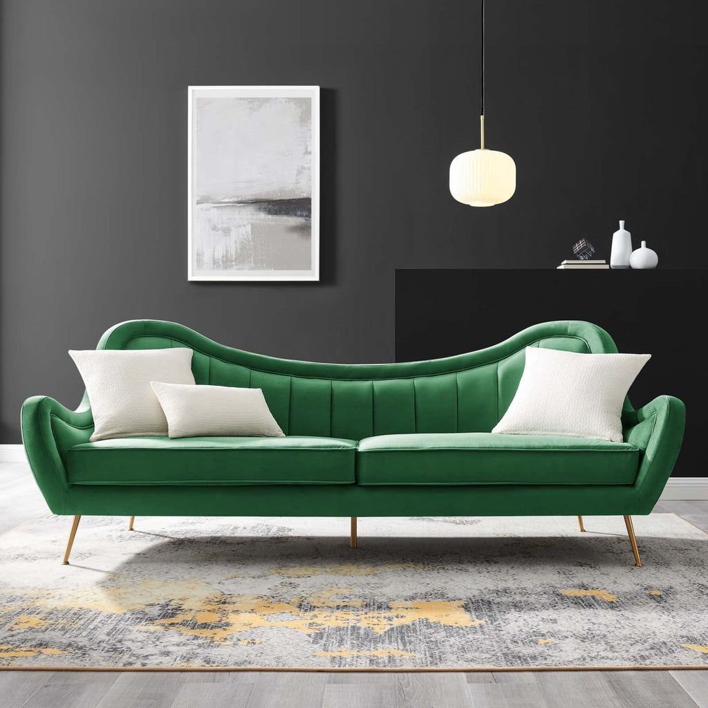 Emerald Channel Tufted Performance Velvet Sofa F3470