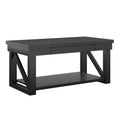 Black Rectangle Wood Coffee Table with Drawers F23450