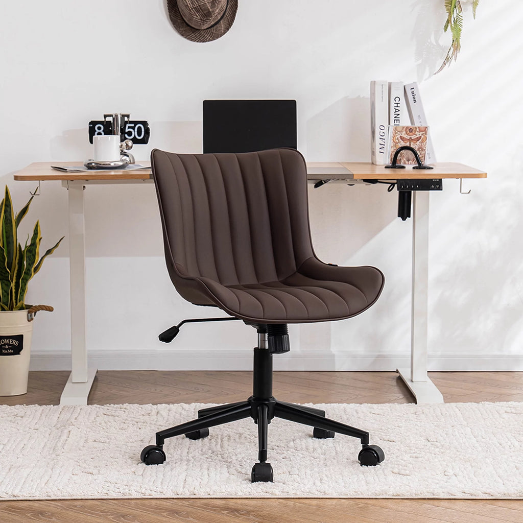 Brown Faux Leather Swivel Office Chair N8922