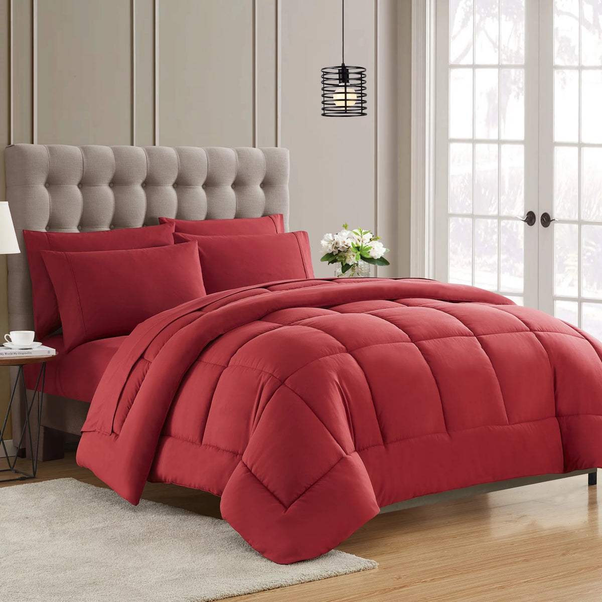 Burgundy 7-piece Queen Comforter Set K376