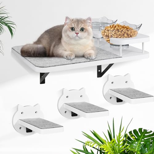 Cat Wall Shelves with 3 Steps & Scratch Post E4667