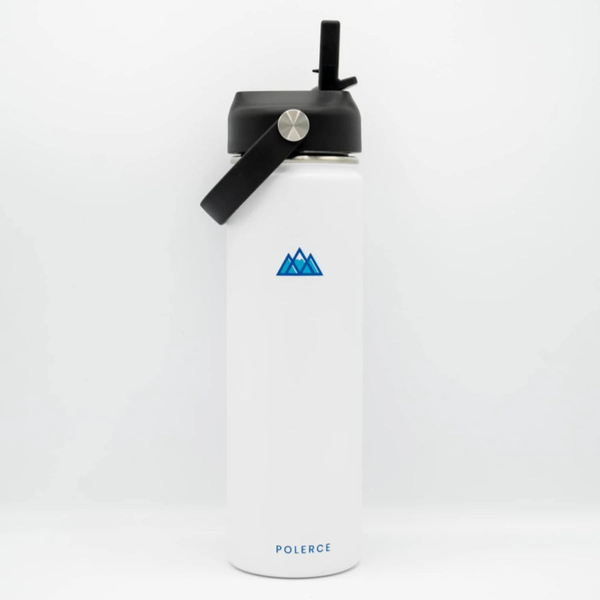 White Stainless Steel Vacuum Insulated Bottle with 3 Lids, 21 Fl Oz U14848