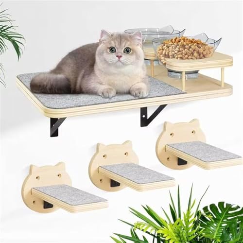 Cat Wall Shelves with 3 Steps & Scratch Post E4667