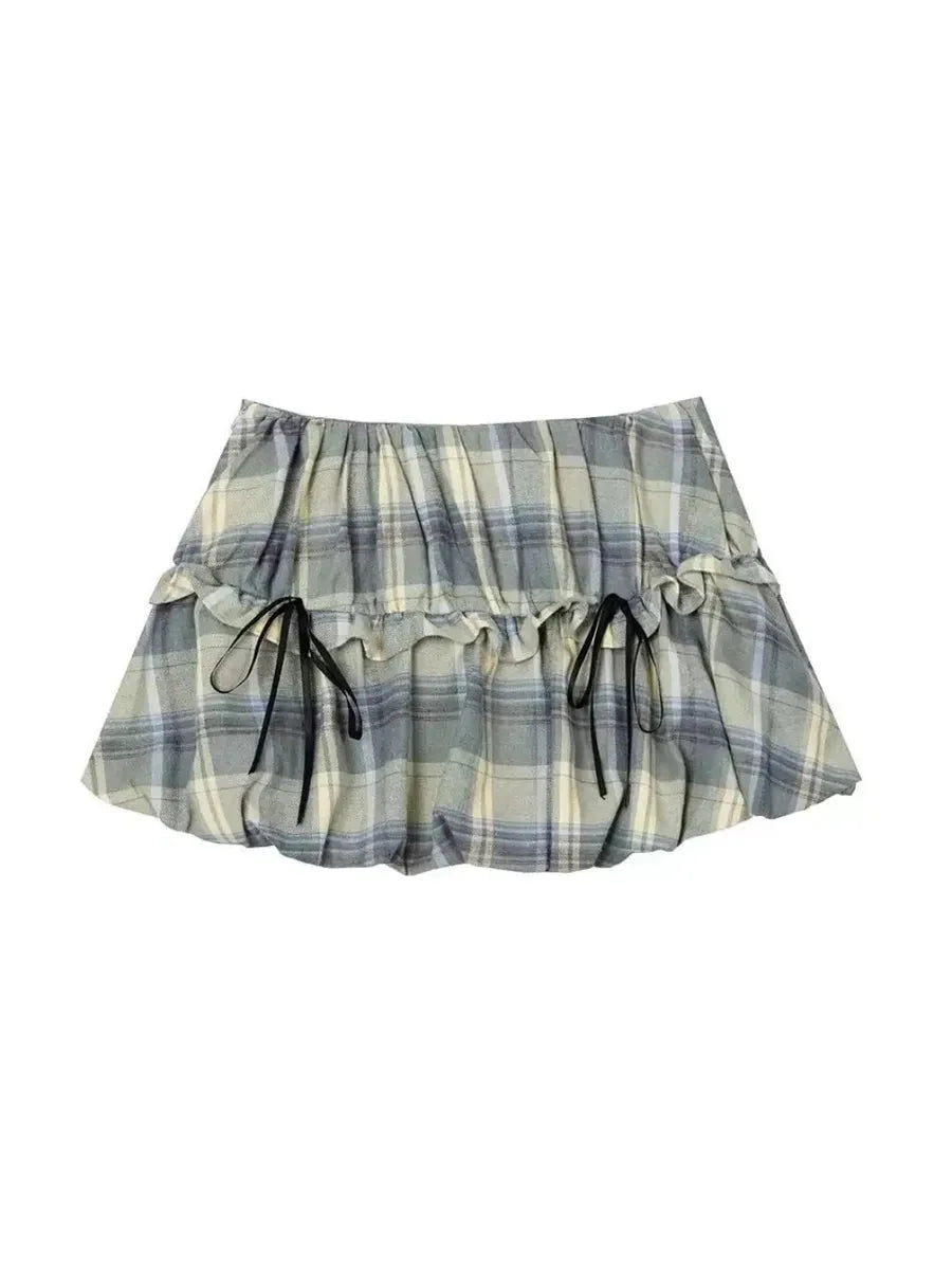 Ribbon Checked Mini Skirt H7820