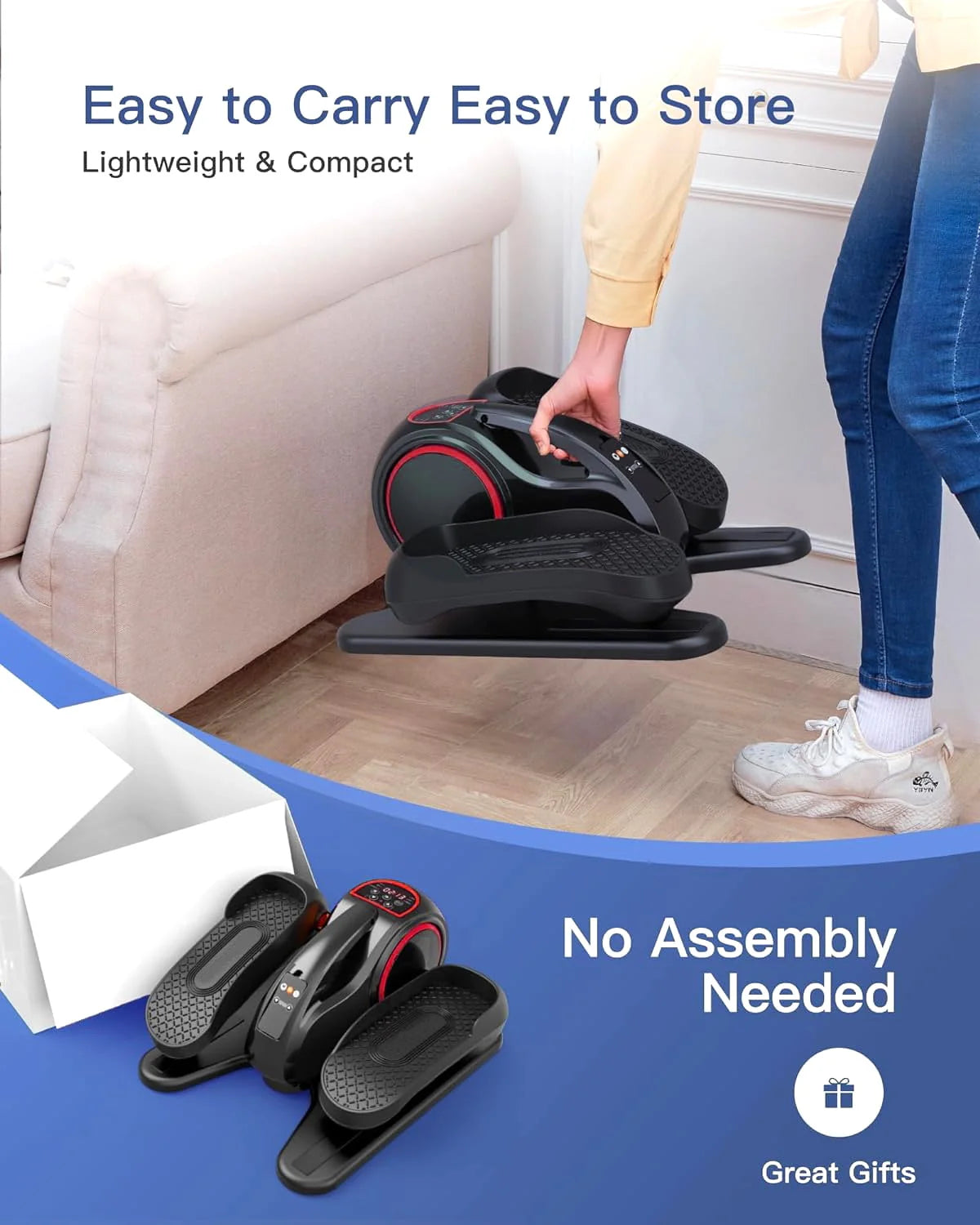 Under Desk Ellipticals Electric with Remote Control & Non-Slip Pedals O424528