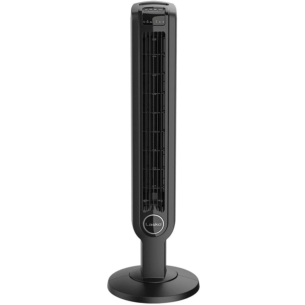 Black 3-Speed Oscillating Tower Fan with Timer and Remote E24440