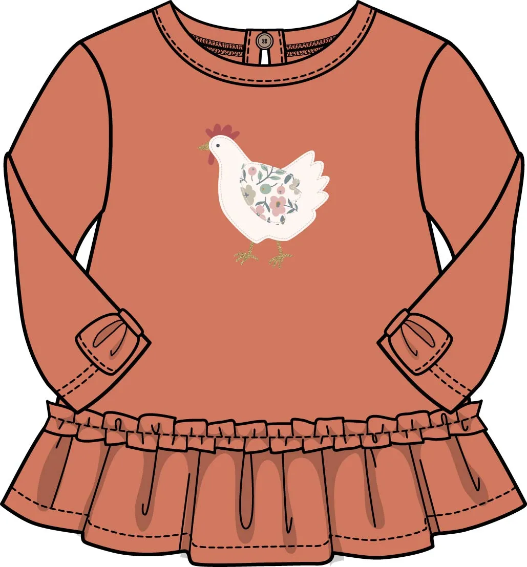 2 Piece Girls L/S Chicken Top & Leggings