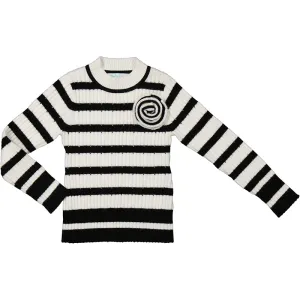 ABE Knit Black Stripe Flower Sweater