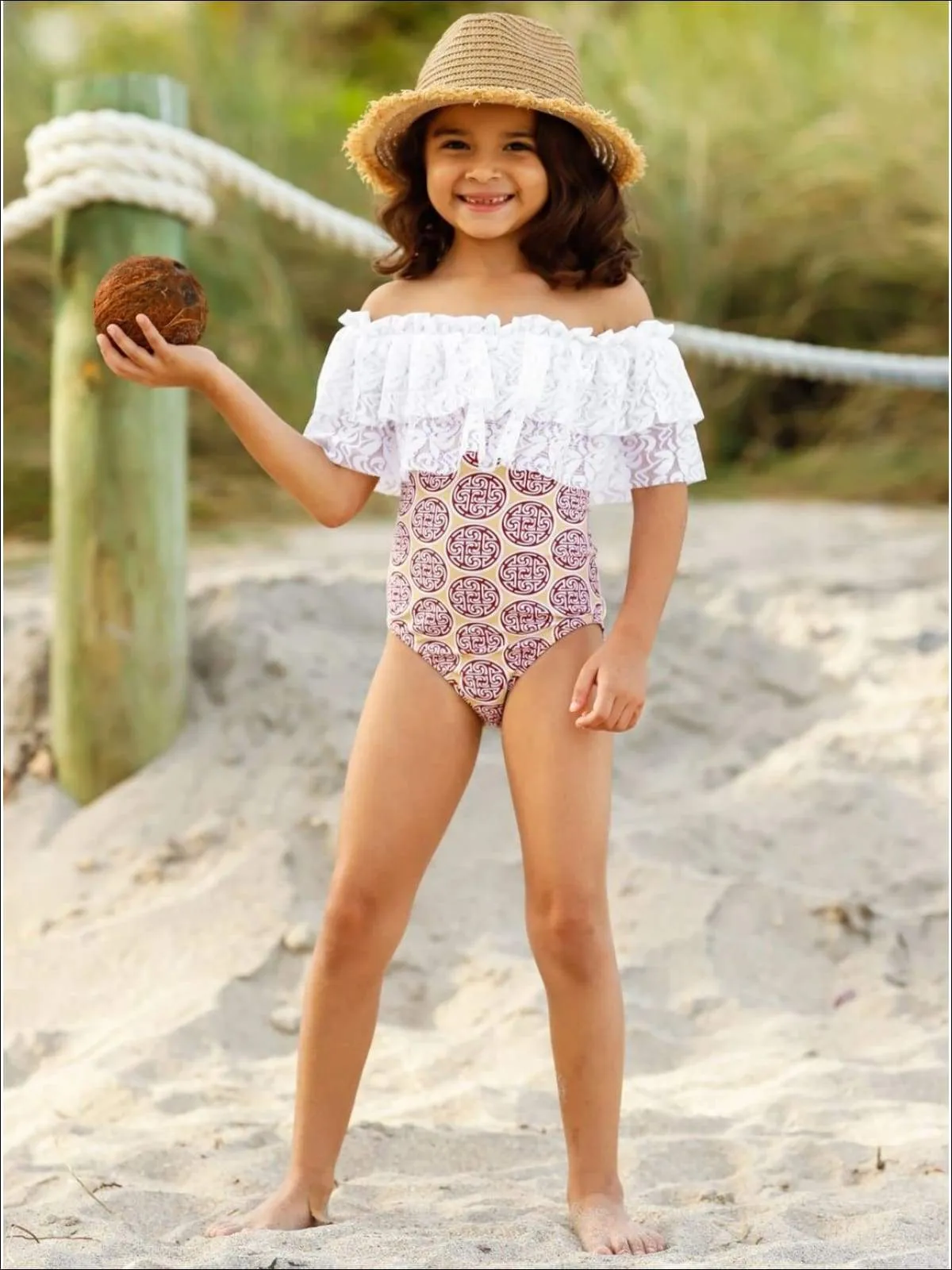 Amazing Waves Lace Bib One Piece Swimsuit