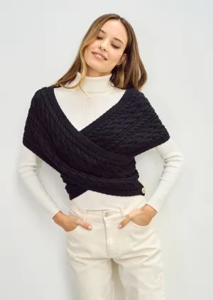 Aran Crossover Wrap | Black