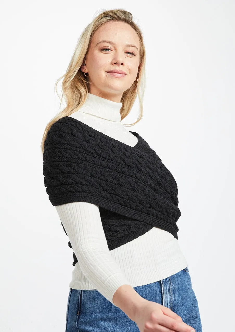 Aran Crossover Wrap | Black