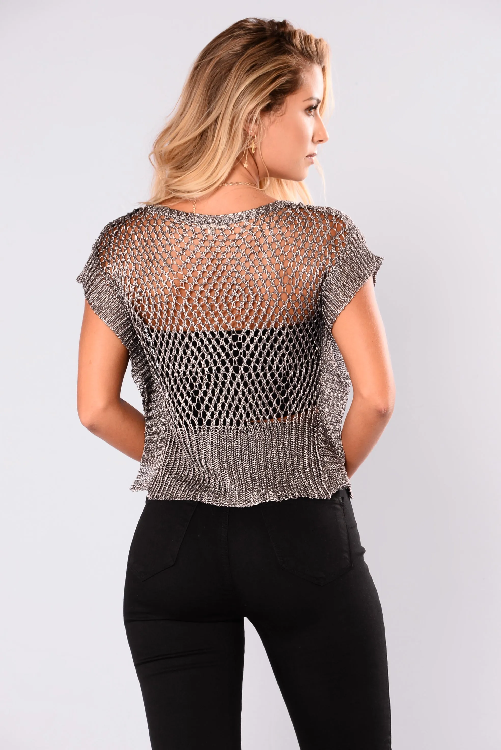 Arden Metallic Top - Gunmetal