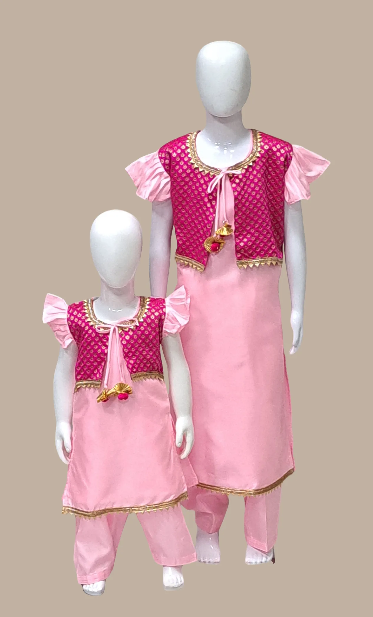 Baby Pink Woven Dhoti Set