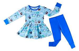 Birdie Bean Arthur Polar Bears in the Snow Print Kids Sweatshirt Peplum Set