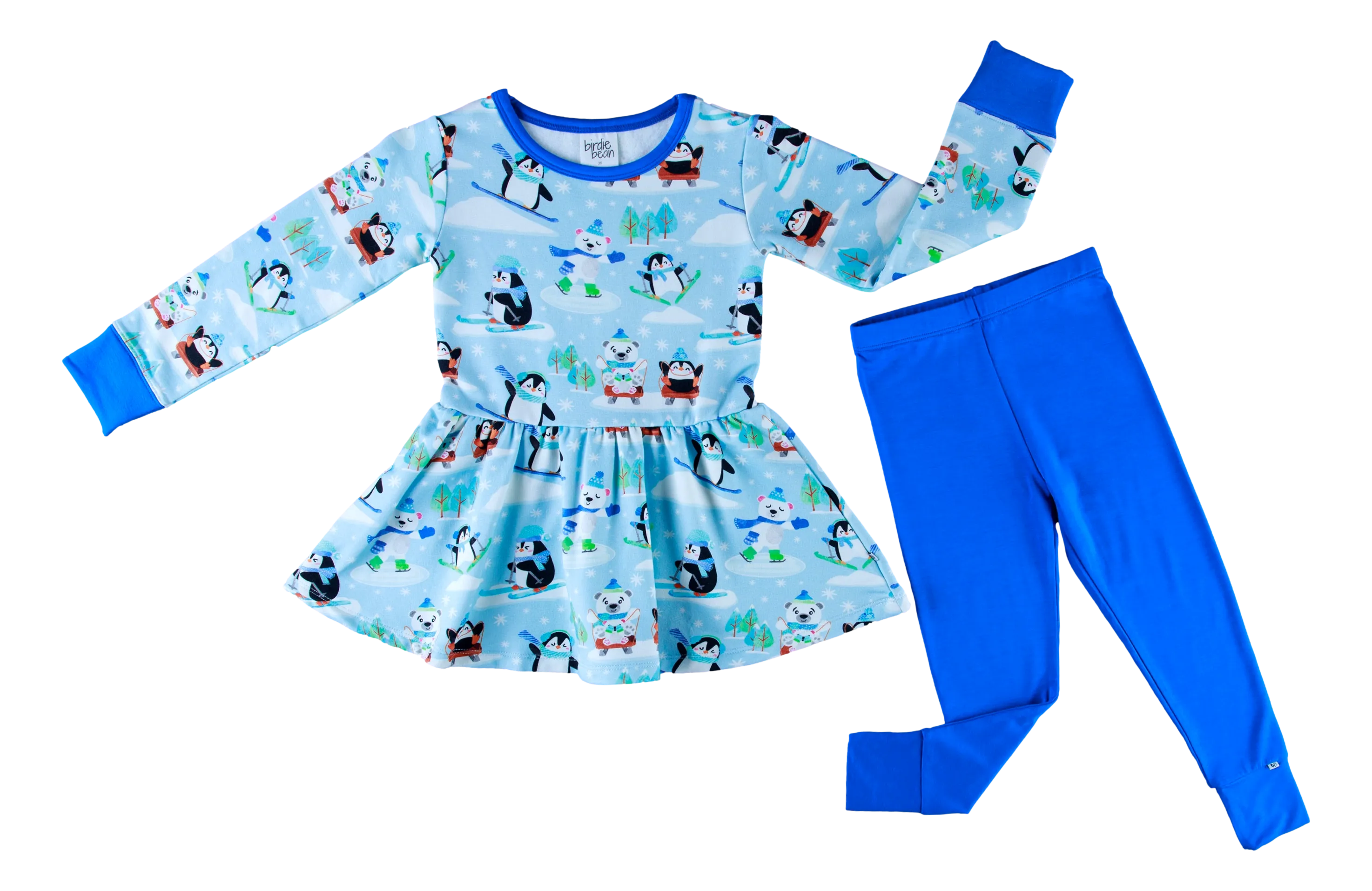 Birdie Bean Arthur Polar Bears in the Snow Print Kids Sweatshirt Peplum Set